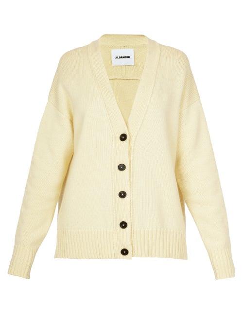 Jil Sander - Drop-shoulder Cashmere Cardigan - Womens - Light Yellow
