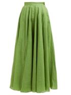 Matchesfashion.com Three Graces London - Arlene Ramie Voile Maxi Skirt - Womens - Green