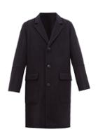 Matchesfashion.com Ami - Single Breasted Wool Blend Overcoat - Mens - Navy
