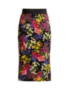 Matchesfashion.com Dolce & Gabbana - Floral Print Silk Blend Skirt - Womens - Black Multi