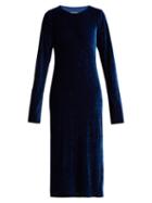 Matchesfashion.com Mm6 Maison Margiela - Velvet Dress - Womens - Dark Blue