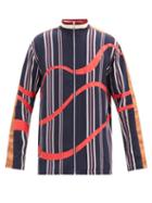 Matchesfashion.com Ahluwalia - Striped Cotton-hopsack Track Jacket - Mens - Navy Multi