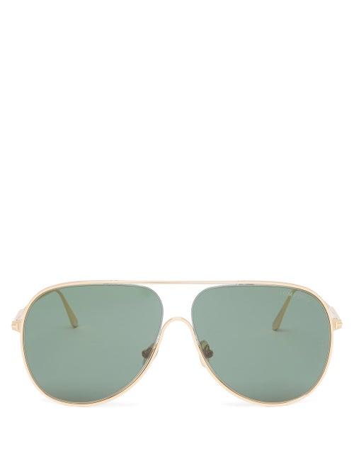 Ladies Accessories Tom Ford Eyewear - Alec Aviator Metal Sunglasses - Womens - Gold