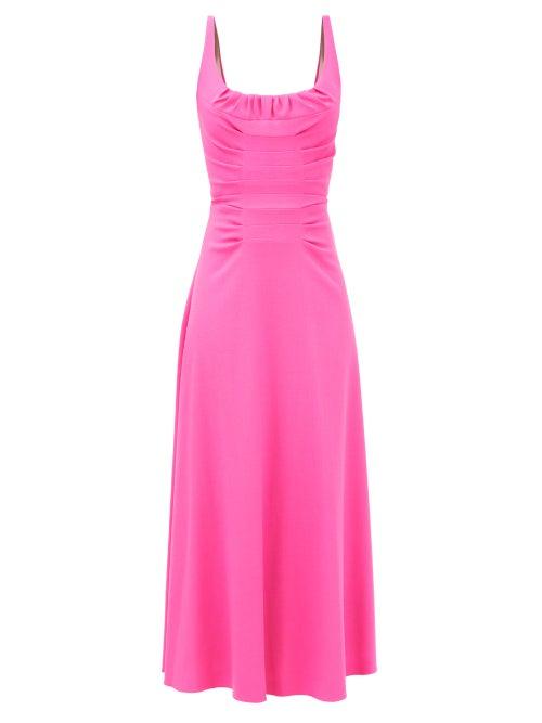 Emilia Wickstead - Angela Pintucked Wool-crepe Dress - Womens - Pink