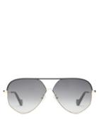 Matchesfashion.com Loewe - Leather Trim Aviator Metal Sunglasses - Mens - Black