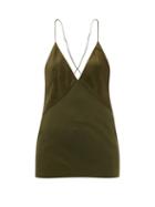 Haider Ackermann - Kuiper V-neck Satin And Crepe Cami Top - Womens - Khaki