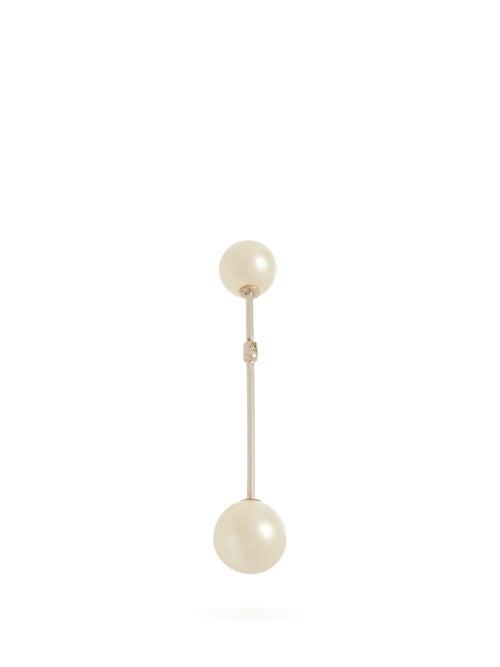 Matchesfashion.com Alan Crocetti - Faux Pearl Embellished Single Earring - Womens - Silver