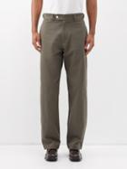 Nicholas Daley - Floral-jacquard Cotton-drill Trousers - Mens - Khaki