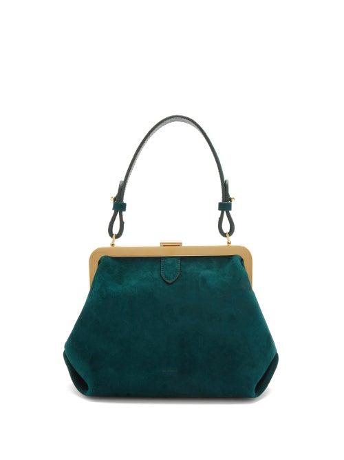 Matchesfashion.com Khaite - Agnes Small Suede Top-handle Bag - Womens - Green
