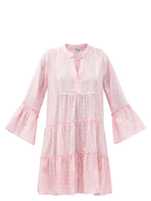 Matchesfashion.com Juliet Dunn - Pintucked Floral-print Cotton Dress - Womens - Light Pink