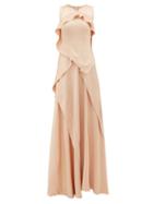 Matchesfashion.com Maison Rabih Kayrouz - Ruffled Charmeuse Gown - Womens - Light Pink