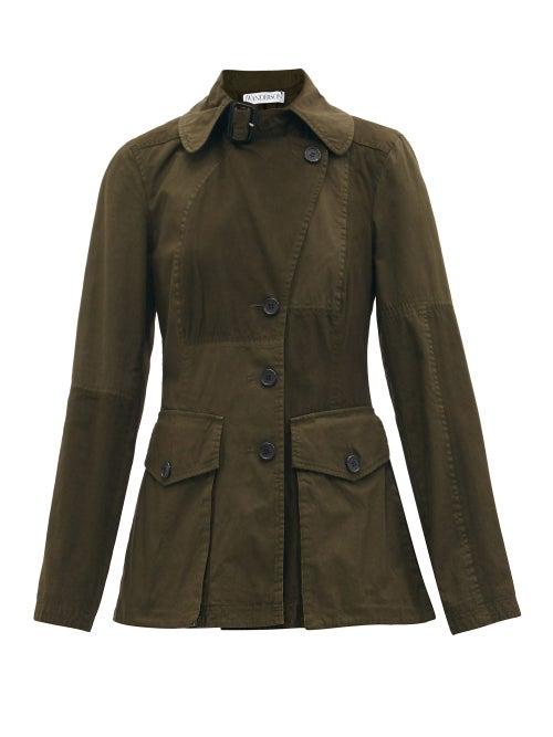 Matchesfashion.com Jw Anderson - Patchworked Cotton-twill Single-breasted Jacket - Womens - Khaki
