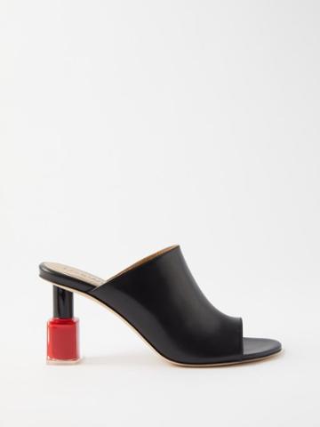 Loewe - Nail Polish-heel 80 Leather Mules - Womens - Black Red