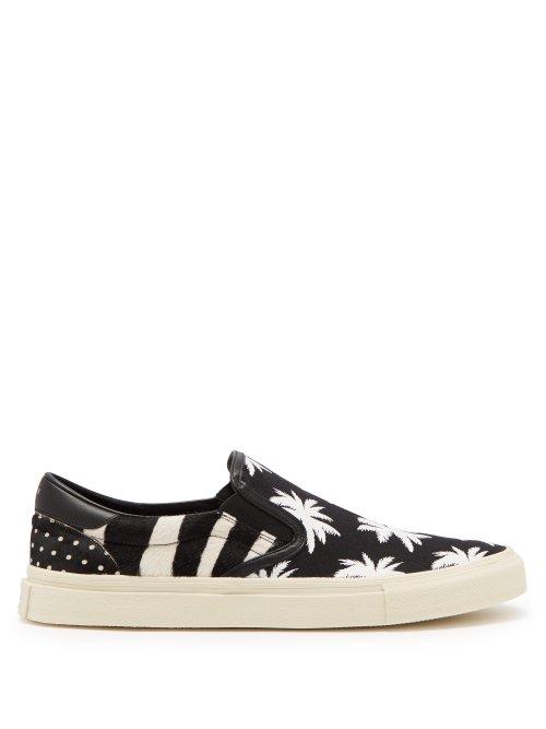 Matchesfashion.com Amiri - Palm Patchwork Slip On Trainers - Mens - Black White