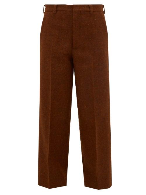 Matchesfashion.com Raey - Flood Crop Wool Tailored Trousers - Womens - Bronze