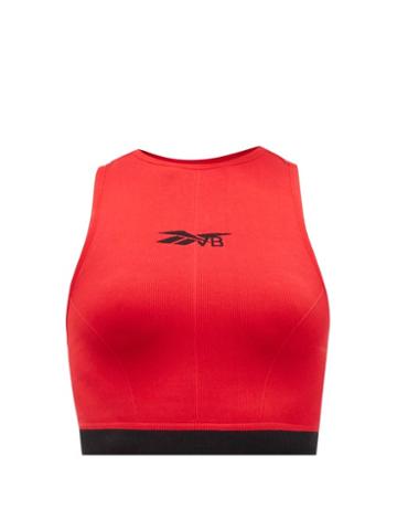 Matchesfashion.com Reebok X Victoria Beckham - Logo-jacquard Stretch-jersey Crop Top - Womens - Red