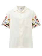 Ymc - Idris Floral-embroidered Cotton-blend Shirt - Mens - White Multi