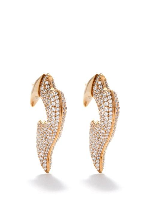 Bottega Veneta - Sharp Crystal & 18kt Gold-vermeil Earrings - Womens - Crystal