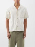 Frame - Cuban-collar Cotton-corduroy Short-sleeved Shirt - Mens - Cream