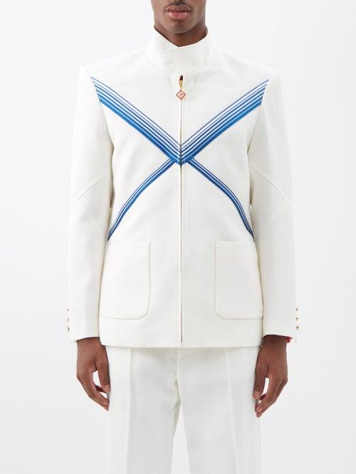 Casablanca - Envelope Crepe Zip-up Jacket - Mens - Off White