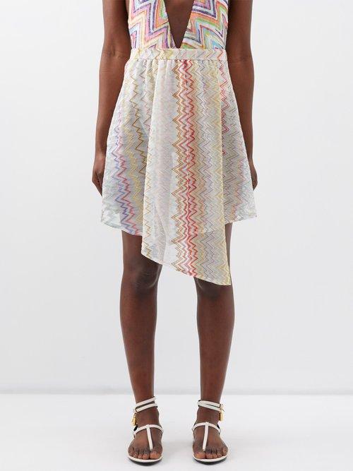 Missoni - Raschel Asymmetric Zigzag-knit Skirt - Womens - Multi