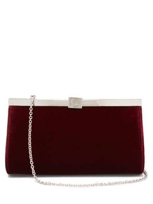 Matchesfashion.com Christian Louboutin - Palmette Velvet Clutch - Womens - Burgundy
