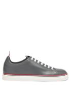 Mens Shoes Thom Browne - Tricolour-stripe Leather Trainers - Mens - Dark Grey