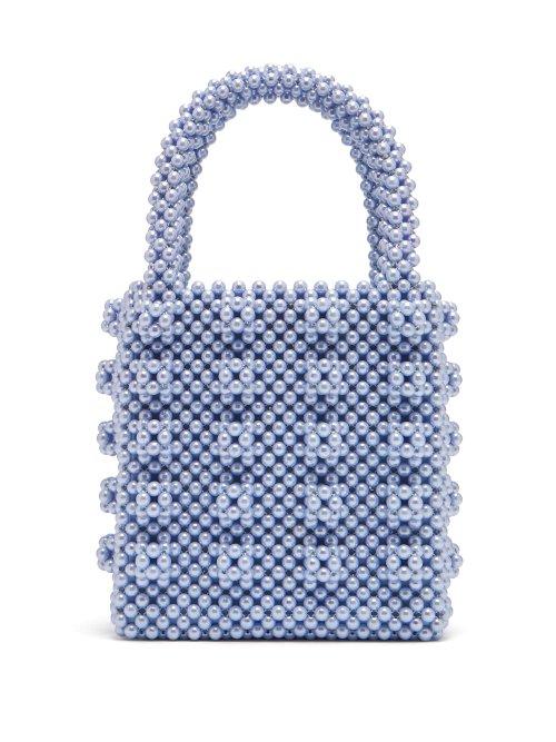 Matchesfashion.com Shrimps - Antonia Faux Pearl Embellished Bag - Womens - Blue