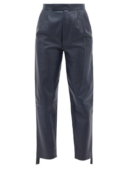 Dodo Bar Or - Jeff High-rise Pleated Leather Trousers - Womens - Navy