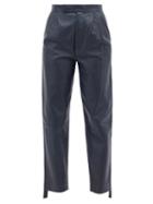 Dodo Bar Or - Jeff High-rise Pleated Leather Trousers - Womens - Navy