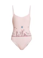 Matchesfashion.com Thorsun - Billy Graphic Print Swimsuit - Womens - Light Pink