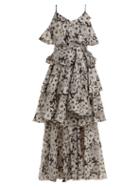 Matchesfashion.com Lisa Marie Fernandez - Imaan Ruffled Floral Print Cotton Dress - Womens - Black White