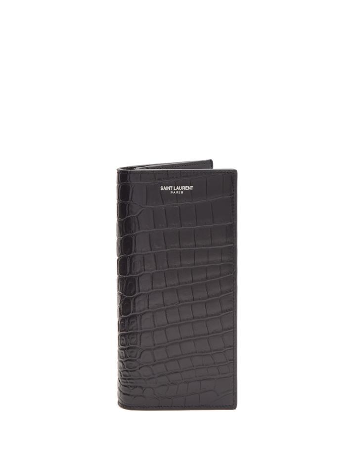 Saint Laurent Crocodile-effect Leather Bi-fold Wallet