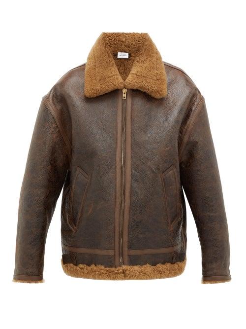 Matchesfashion.com Vetements - Anarchy Print Shearling Jacket - Womens - Brown