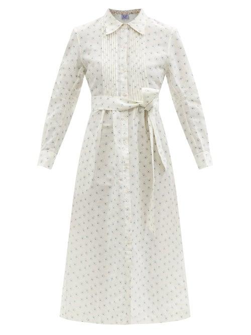 Matchesfashion.com Thierry Colson - Wilda Dot-print Cotton-blend Voile Shirt Dress - Womens - White Print