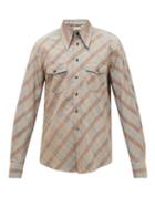 Matchesfashion.com Lemaire - Checked Western Cotton Shirt - Mens - Grey Multi