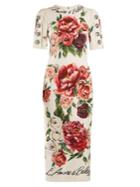 Dolce & Gabbana L'amore E Bellezza Peony-print Cady Midi Dress