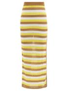 Matchesfashion.com Dodo Bar Or - Sia Striped Pointelle-knit Midi Skirt - Womens - Yellow Multi