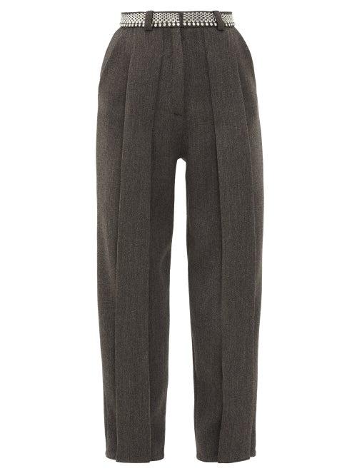 Matchesfashion.com Christopher Kane - Chain-belt Pleated Twill Trousers - Womens - Black