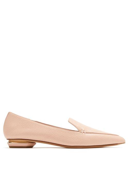 Matchesfashion.com Nicholas Kirkwood - Beya Point Toe Grained Leather Loafers - Womens - Light Pink