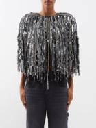 Isabel Marant - Peonia Sequin-fringe Silk-organza Top - Womens - Black