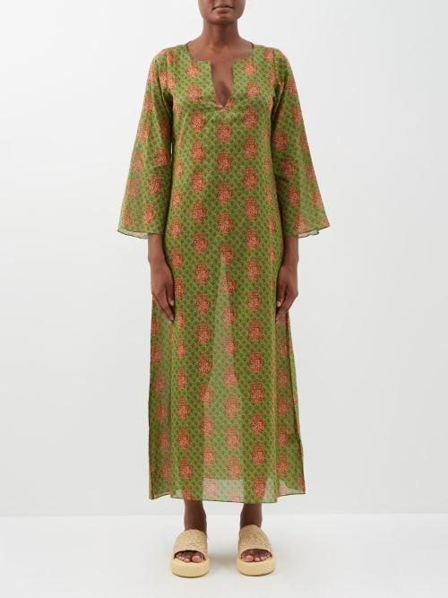 Muzungu Sisters - India Hand Of Fortune-print Organic-cotton Dress - Womens - Green Print