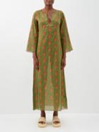 Muzungu Sisters - India Hand Of Fortune-print Organic-cotton Dress - Womens - Green Print