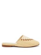 Matchesfashion.com Zyne - Beaded And Embroidered Raffia Babouche Mules - Womens - Bronze