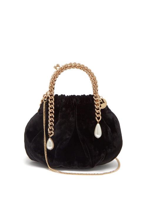 Matchesfashion.com Rosantica - Maria Luisa Chain-handle Velvet Clutch - Womens - Black Multi