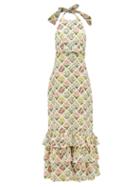 Agua By Agua Bendita - Magnolia Magdalena-print Linen Maxi Dress - Womens - Multi
