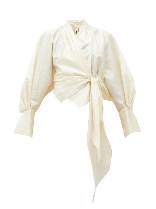 Matchesfashion.com Petar Petrov - Callula Silk Wrap Blouse - Womens - Ivory