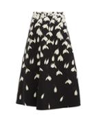 Matchesfashion.com Valentino - Snowdrop Print Wool Blend Crepe Midi Skirt - Womens - Black Multi