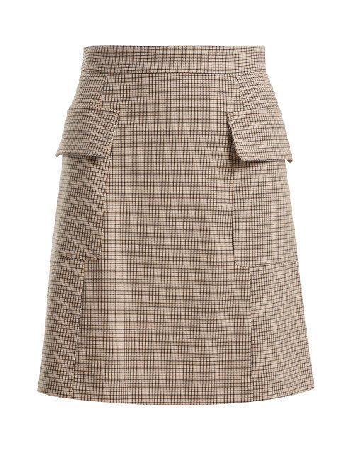 Matchesfashion.com See By Chlo - Checked Flap Pocket Mini Skirt - Womens - Beige Multi