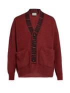 Matchesfashion.com Aries - Logo Intarsia Cardigan - Mens - Red